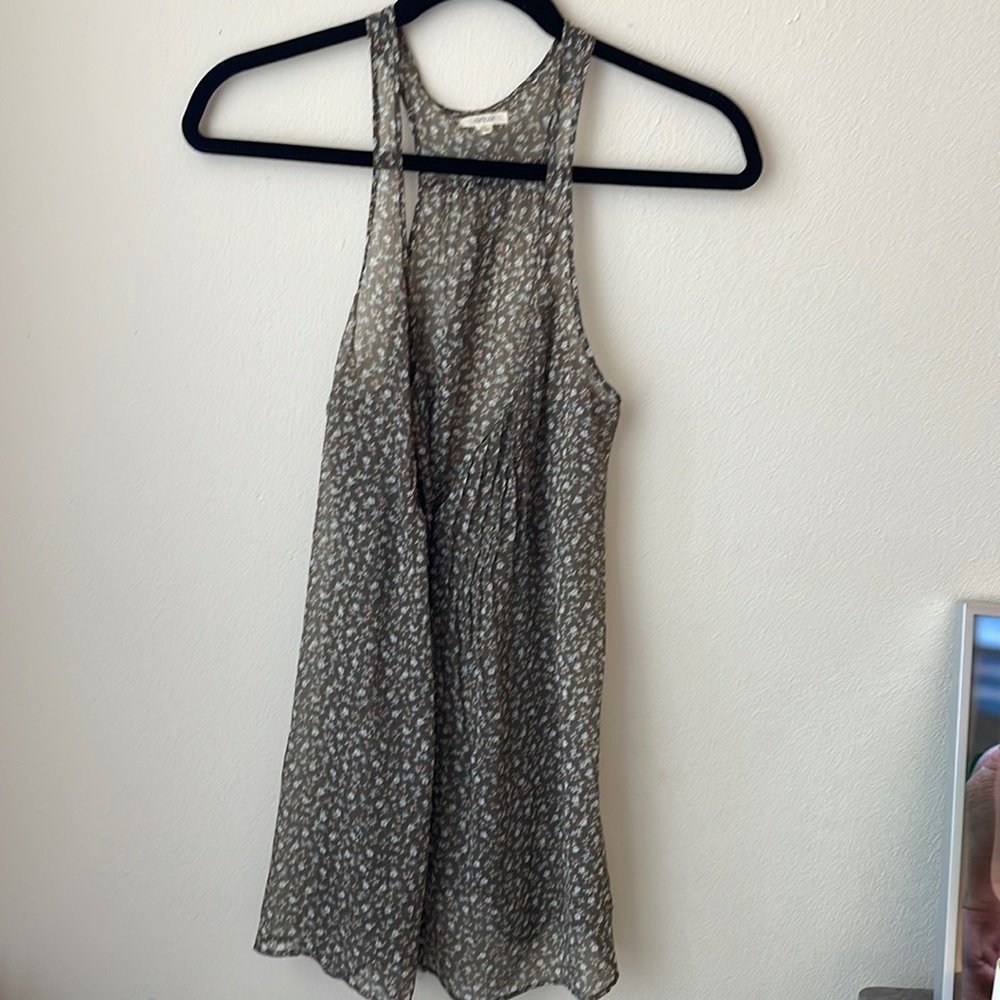 Aerie sheer flowy floral tank with button detail